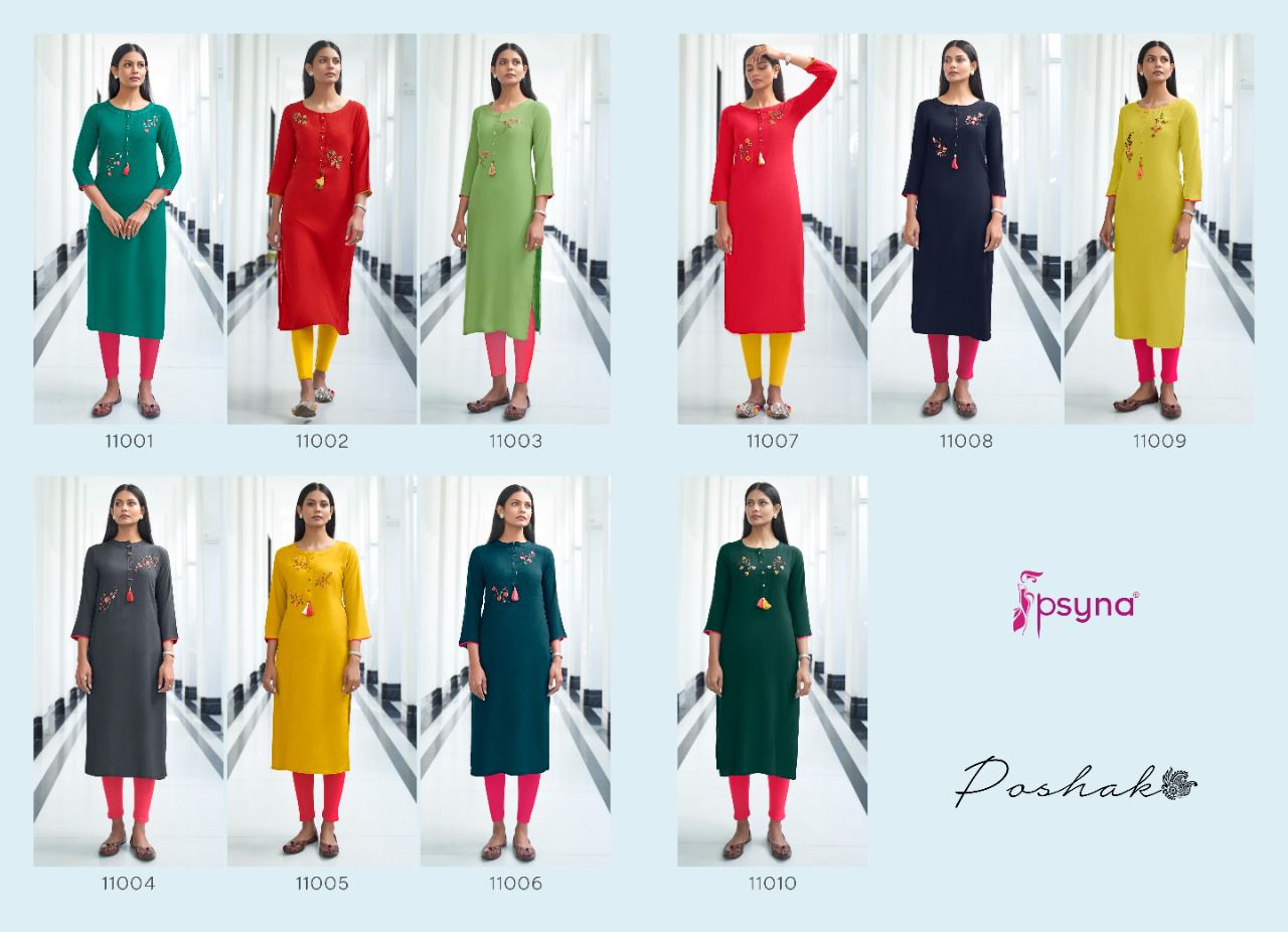 Psyna Poshak 11 New Designer Ethnic Wear Rayon Latest Kurti Collection